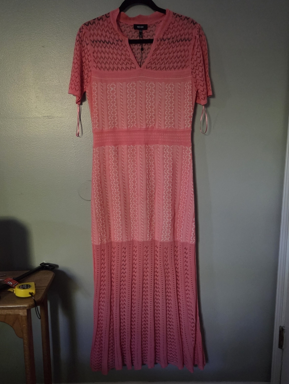 ME+EM Womens Pink Luxury Stich Knit Boho Maxi Dress. Sz 10 Beach Resortwear NWOT - Picture 8 of 12